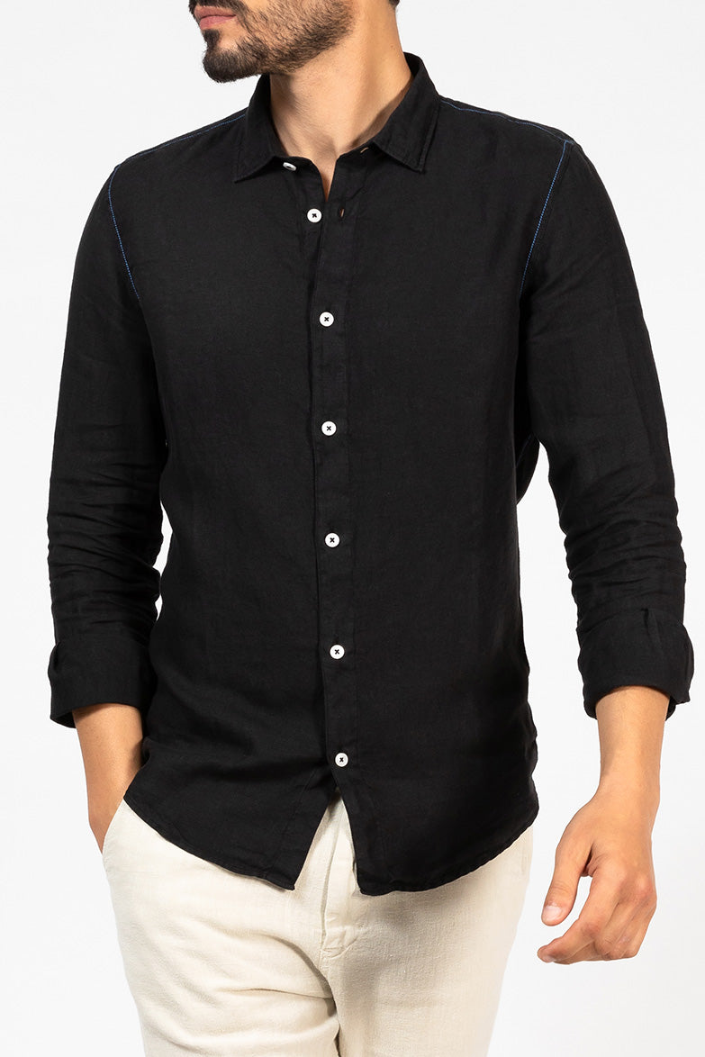Mr Linen Shirt Black