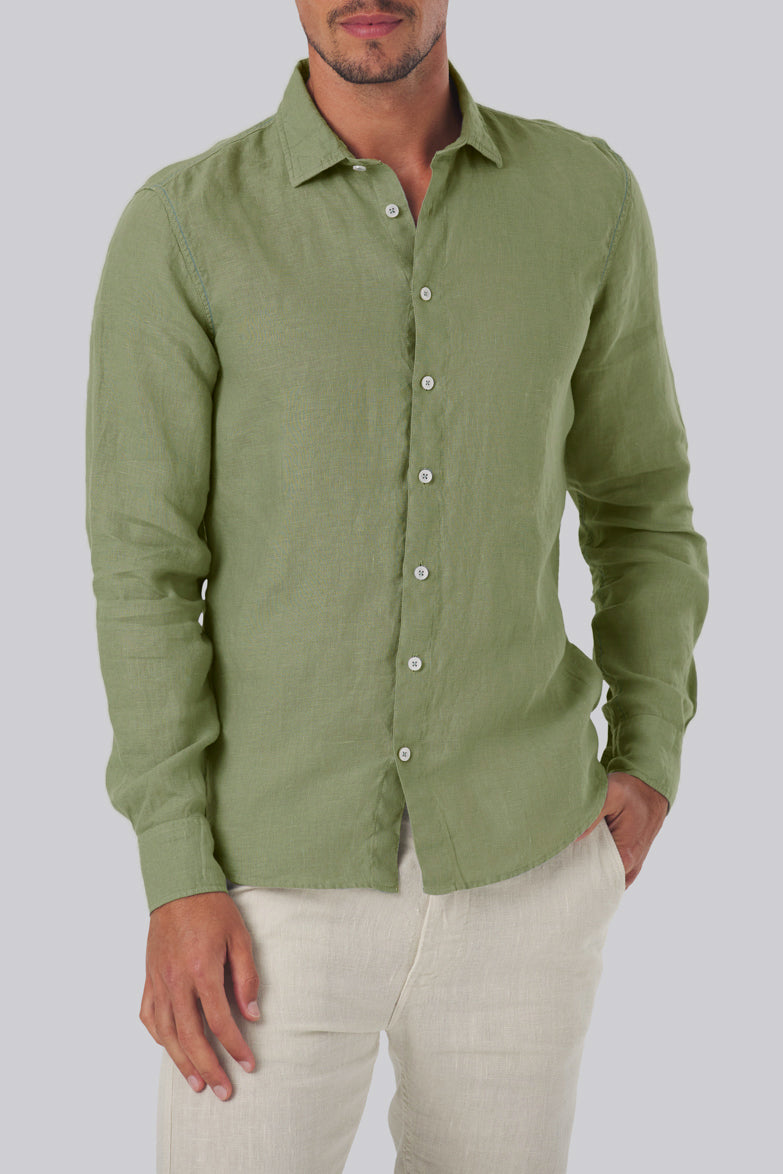 Mr Linen Shirt Militar Green