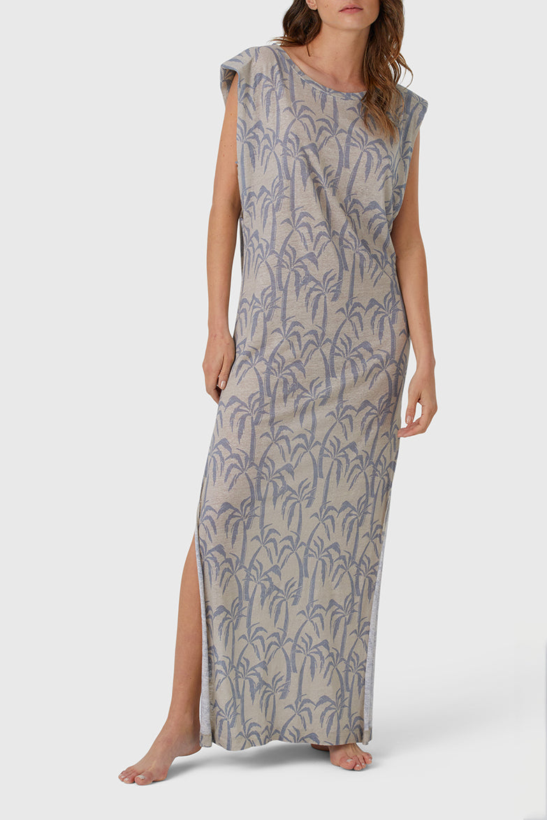 Mrs Zag Dress Blue Palm Tree