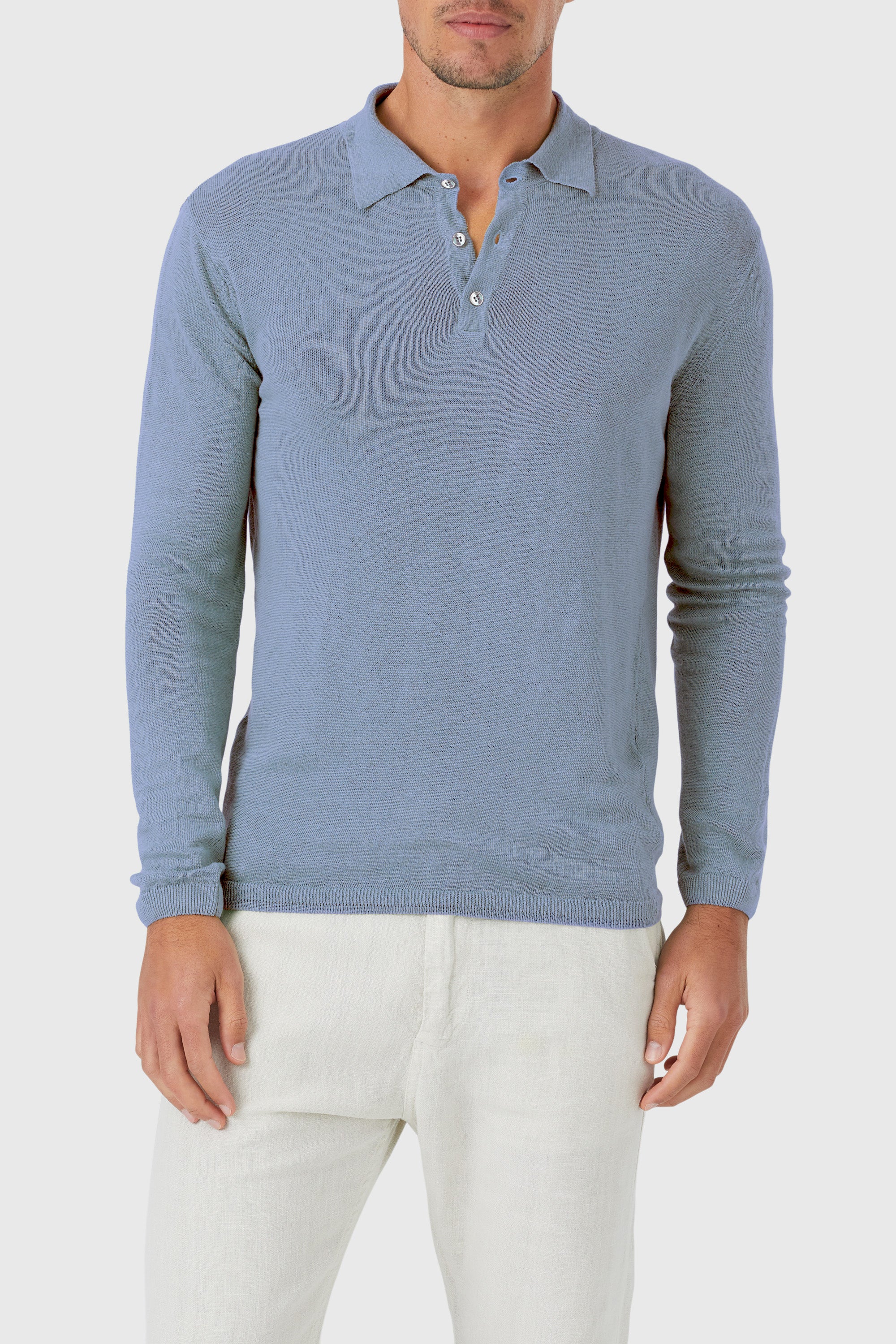 Mr Comporta LSleeve - Linen Polo Dry Blue