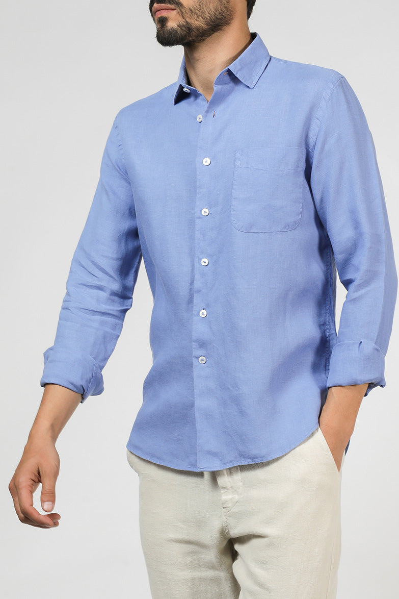 Mr Madrid - Linen shirt Dry Blue