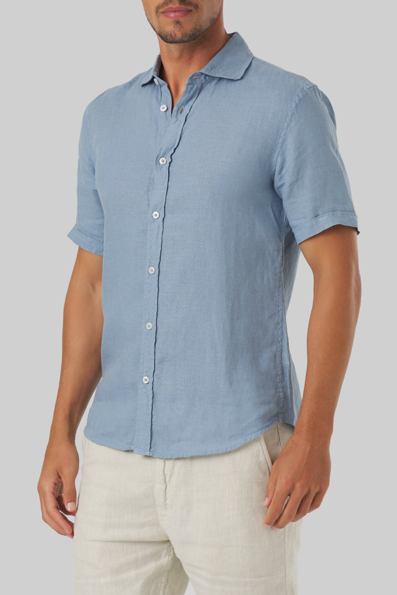 Mr Linen Short Sleeve Sky Blue